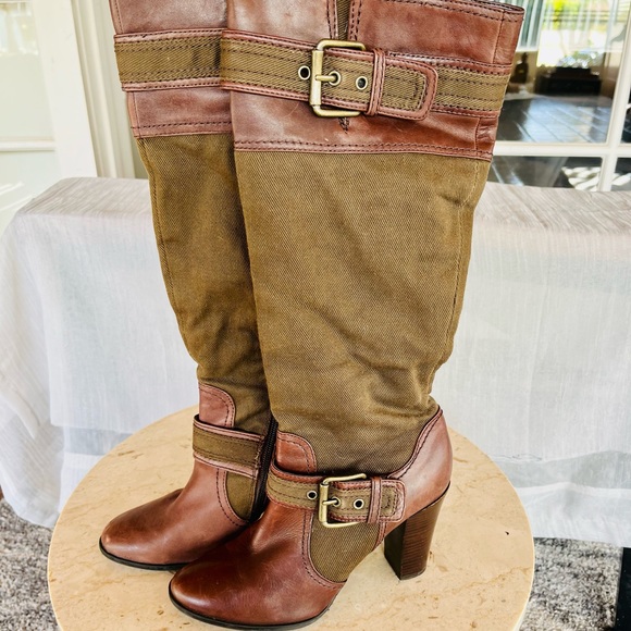 functional3y Shoes - FUNCTIONAL3Y Double Buckle Olive Brown Unique 4” Heeled Boots